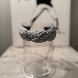 Lele Sadoughi Light Denim Quilted Knotted Headband